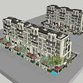 Elegant Modern Residential Building Exterior With Balconies Large Windows And Green Landscaping