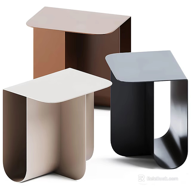 Modern Minimalist Coffee Table Collection With Neutral Tones And Geometric Design 3d model 