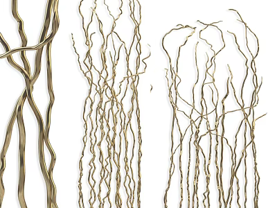 Golden Twig Like Decorative Ornament Set For Home Living Room Decoration 3d model