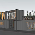 Modern Bubble Tea Shop Exterior With Outdoor Seating Night View And Wooden Accents Lighting