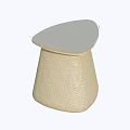 Unique Shaped Coffee Table With Beige Woven Base And Smooth Light Colored Top 3d model