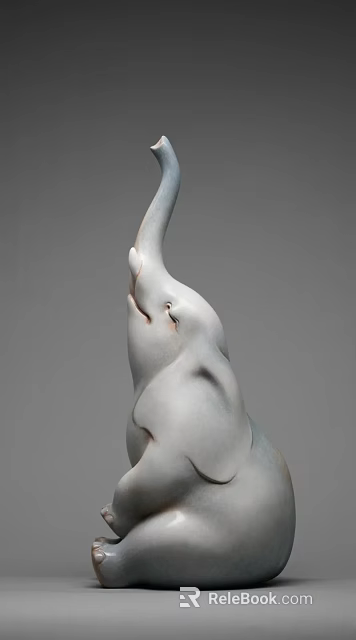 Elegant White Elephant Ceramic Figurine Decorative Ornament Set For Home Decor 3d model 