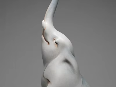 Elegant White Elephant Ceramic Figurine Decorative Ornament Set For Home Decor 3d model