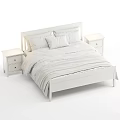 Modern White Bed Bedroom Setup With White Bedside Table And Cozy Bedding 3d model