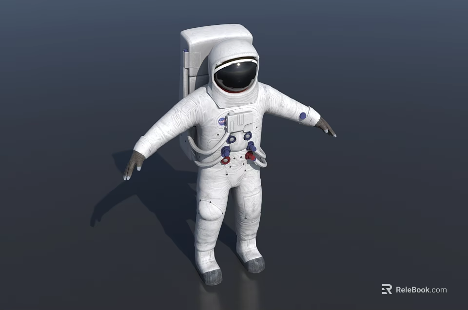 White Astronaut Spacesuit with Helmet Backpack and Gloves for Space Missions 3d model 