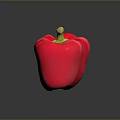 Fresh Ripe Red Bell Pepper with Green Stem on Dark Surface