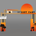 Sunset Photo Check in Spot with Archway Palm Trees and Music Notes