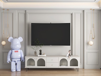 Jane European paint TV cabinet LCD TV kaws doll ornaments 3d model