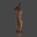 Lifelike Tiger Sculpture With Detailed Brown Black Stripes In Walking Pose