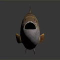 Realistic 3D Fish Model With Orange Brown Scales And Open Mouth