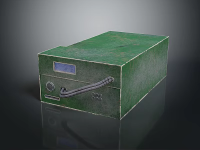 Green Household Utility Box With Digital Display And Portable Carry Handle Design 3d model