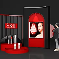 SK-II Red Cosmetics Display Photo Spot With Brand Poster And Makeup Products