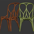 Modern Curved Red and Green Chairs With Artistic Design and Smooth Lines