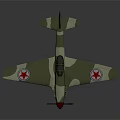 Camouflage Painted Model Airplane With Red Star Symbols Red Propeller And Tail Number 98