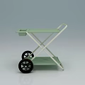 Green Two Tier Rolling Cart With White Frame And Black Wheels