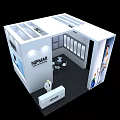 NIPMAR White Exhibition Booth with Reception Desk Product Displays and Brand Logo