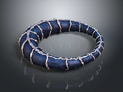 Elegant Intricate Blue Bracelet With Silver Woven Accents Fashion Accessory 3d model