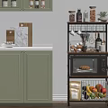 Multi tiered Kitchen Storage Shelf With Microwave Fruit Jars And Spices Basket