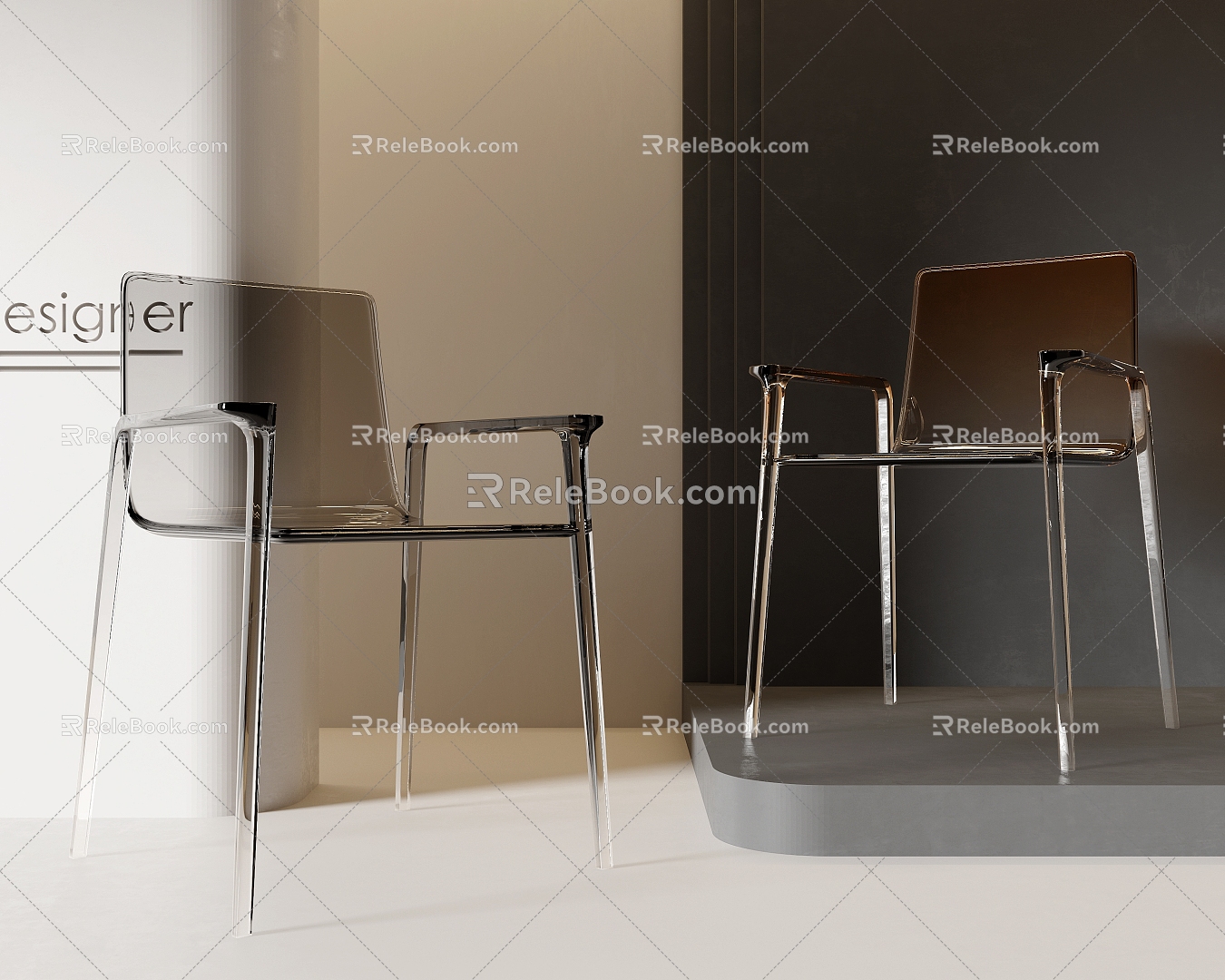 Modern Single Chair Dining Chair Chair Acrylic Single Chair Desk Chair 3d model