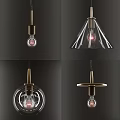 Modern Pendant Lights with Glass Shades Brass Metal and Various Geometric Designs