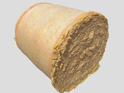 Cylindrical Agricultural Hay Bale With Woven Covering And Textured Surface 3d model