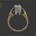 Golden Fashion Ring With Unique Tooth Decoration And Smooth Design