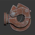 Rusted Red Industrial Metal Connector Hook With Chain And Bolt