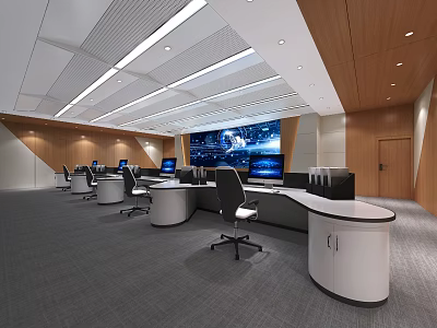 Modern monitoring room, monitoring hall, office, conference room 3d model