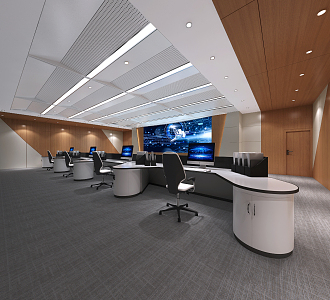 Modern monitoring room, monitoring hall, office, conference room 3d model