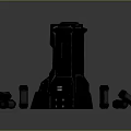 Futuristic Central Mechanical Tower With Surrounding Cylindrical Components And Sci Fi Industrial Design