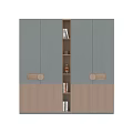 Modern Wardrobe Interior Design With Open Shelves Wooden Panels And Round Handles