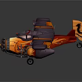 3D Rendered Passenger Airplane With Orange And Purple Body Red Tail And Propeller Engines