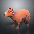 Cute Capybara Character 3D Model With Small Pumpkin On Head 3d model