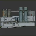 Industrial Factory Landscape Featuring Flat Roof Silos And Equipment Structures Exterior