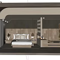 Modern Hotel Guest Room Interior With Wooden Wall Bed And Decorative Lighting