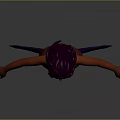 3D Mermaid Character Model With Purple Hair Purple Tail And Human Upper Body