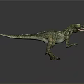 Green Spotted Dinosaur Model In Standing Pose With Gray Gradient Background And Reflection 3d model