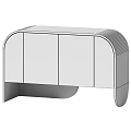 Modern Gold Cabinet With Arched Top And Black Curved Legs Design
