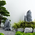 Traditional Zen Karesansui Garden With Pine Tree Rock Formations Gravel And Greenery