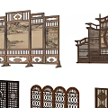Traditional Decorative Screens with Various Designs and Intricate Wooden Frames
