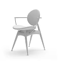 Minimalist Black Leather Leisure Chair With Metal Armrests And Gold Tapered Legs