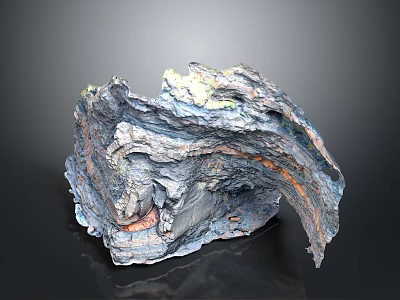 Natural Wood and Stone Decorative Piece with Layered Texture and Irregular Surface Design 3d model