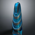Cartoon Scene Featuring Spiral Structure With Glowing Blue Black Layers And Shiny Surface In Futuristic Setting