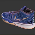 Blue High Top Nike Basketball Shoes With Knit Upper And Orange Rubber Sole