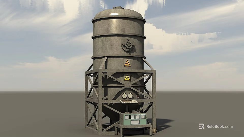 Industrial Large Metal Tank Equipment With Support Frame And Control Panel 3d model 