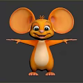 Cartoon Mouse Character With Big Orange Ears Open Arms And Friendly Expression 3D Rendered 3d model