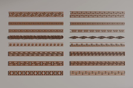 New Chinese style window grilles line pane corner line 3d model