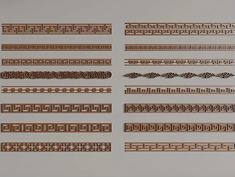 New Chinese style window grilles line pane corner line 3d model