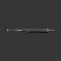 Futuristic Sci Fi Weapon With Gray And Orange Metallic Design And Detailed Barrel Grip