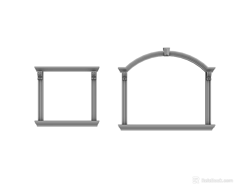 Sturdy Hardware Tools Square And Arch Metal Frames With Columns Design 3d model